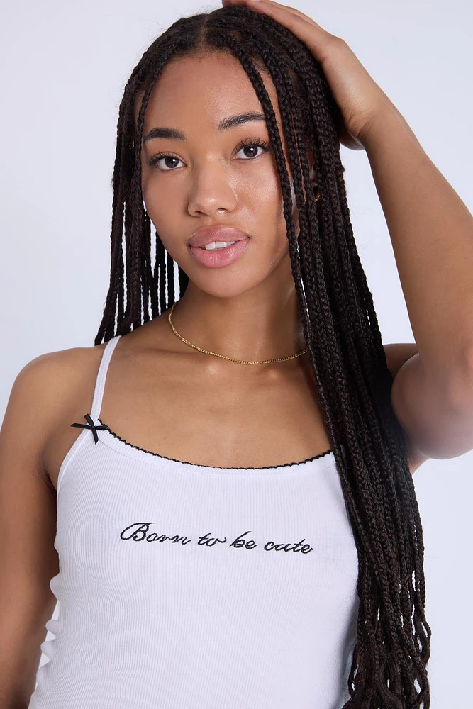 Camisole côtelée à bord picot