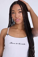 Camisole côtelée à bord picot