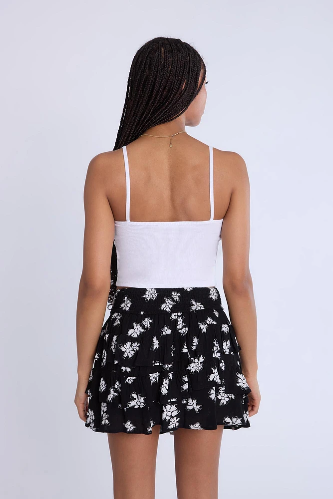 Camisole côtelée à bord picot