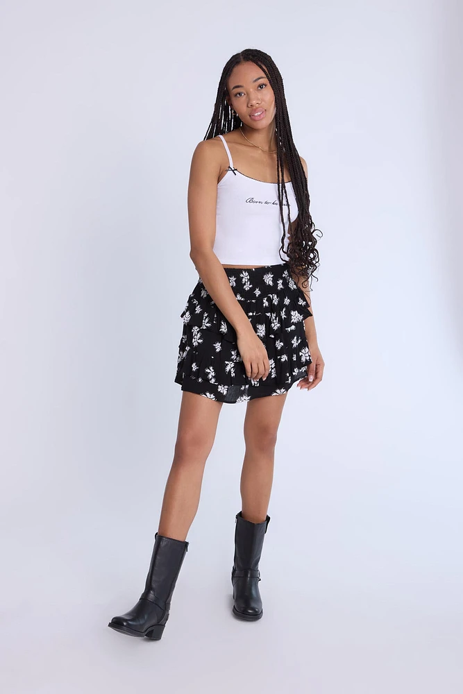 Camisole côtelée à bord picot