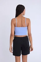 Camisole côtelée à bord picot