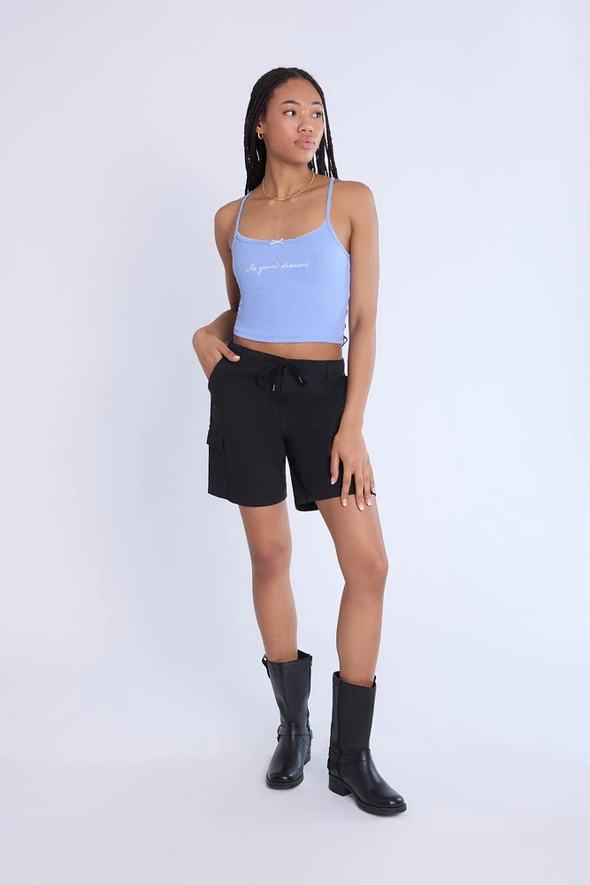 Camisole côtelée à bord picot