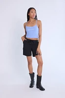 Camisole côtelée à bord picot