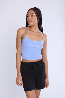 Camisole côtelée à bord picot