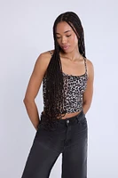 Camisole côtelée à bord picot
