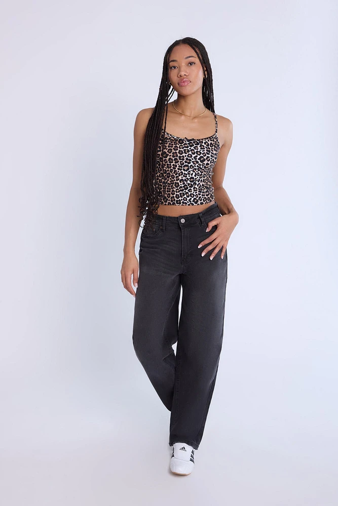 Camisole côtelée à bord picot
