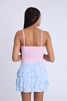 Camisole côtelée à bord picot
