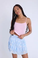 Camisole côtelée à bord picot