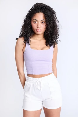 Ribbed Square Neck Tank Top