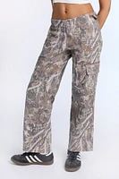 Pantalon cargo ample en sergé à taille basse