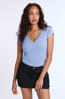 Combinaison henley en tricot côtelé super doux