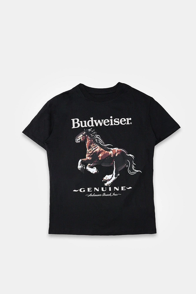 T-shirt coupe boyfriend imprimé Budweiser