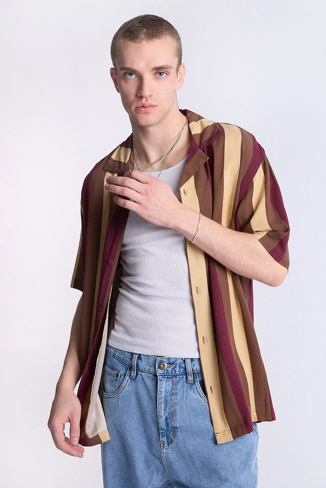 Arsenic Mens Striped Button-Up