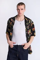 Arsenic Mens Tattoo Print Button-Up