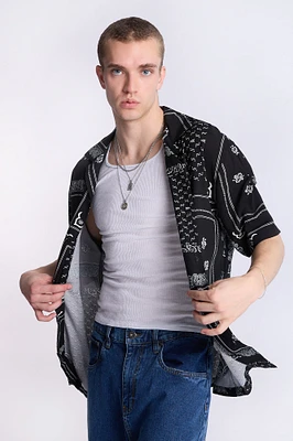 Arsenic Mens Bandana Print Button-Up