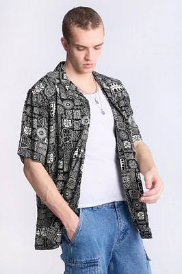 Arsenic Mens Tribal Print Button-Up