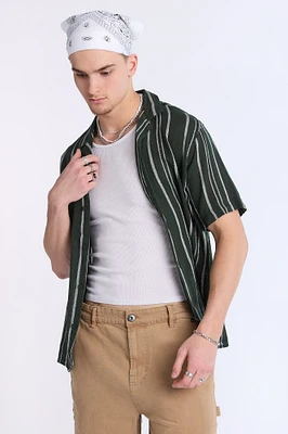 Arsenic Mens Multi Stripe Gauze Button-Up