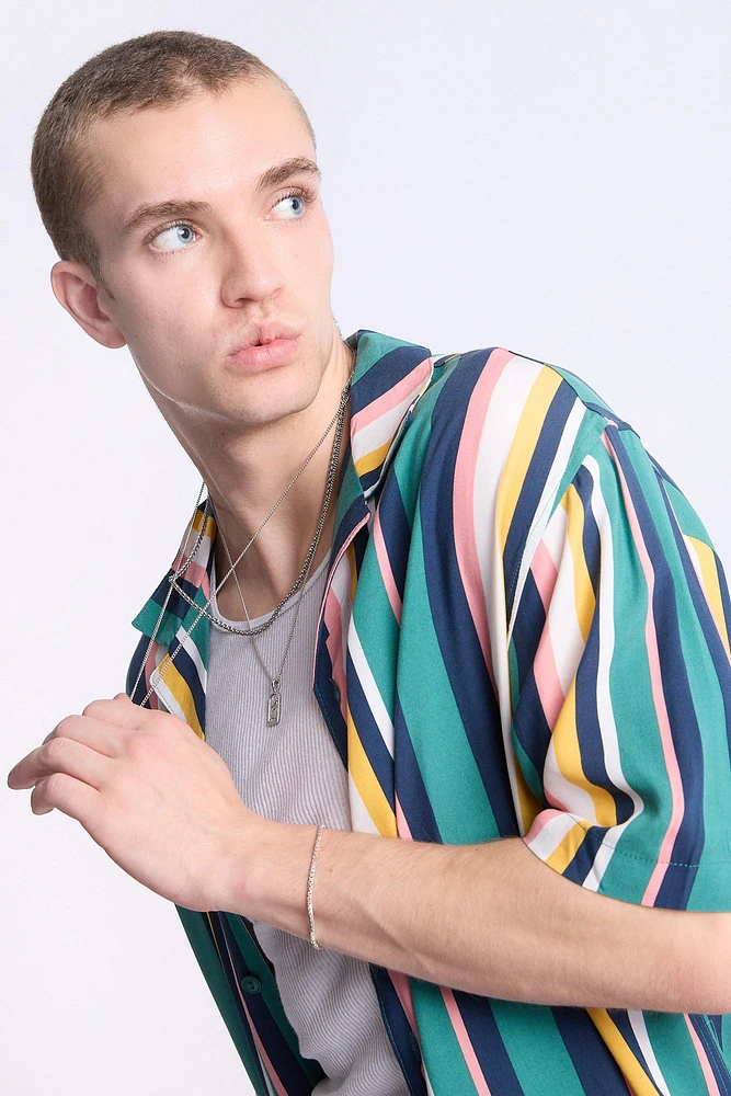 Chemise imprimée à rayures verticales Arsenic homme