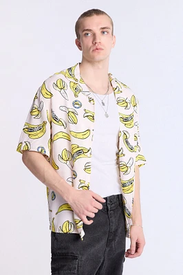 Arsenic Mens Banana Skeleton Button-Up