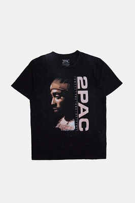 T-shirt délavé à l'acide imprimé 2Pac homme