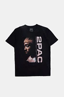 T-shirt délavé à l'acide imprimé 2Pac homme