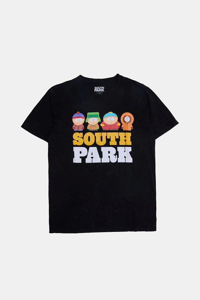 T-shirt délavé à l'acide imprimé South Park homme