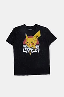 T-shirt délavé à l'acide imprimé Pikachu Pokémon homme