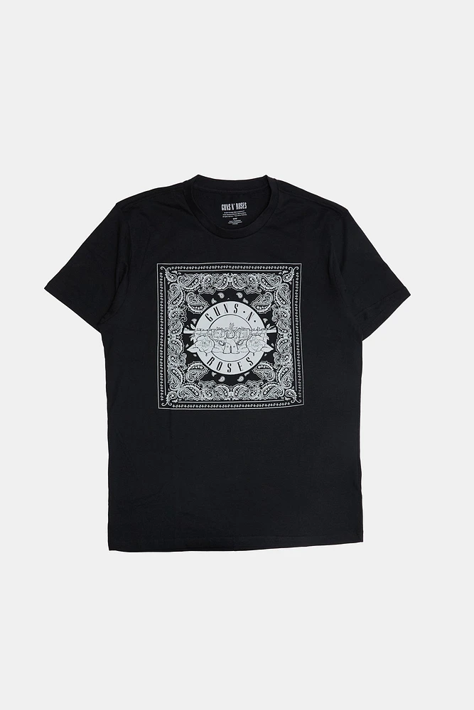 Mens Guns N' Roses Paisley Print T-Shirt