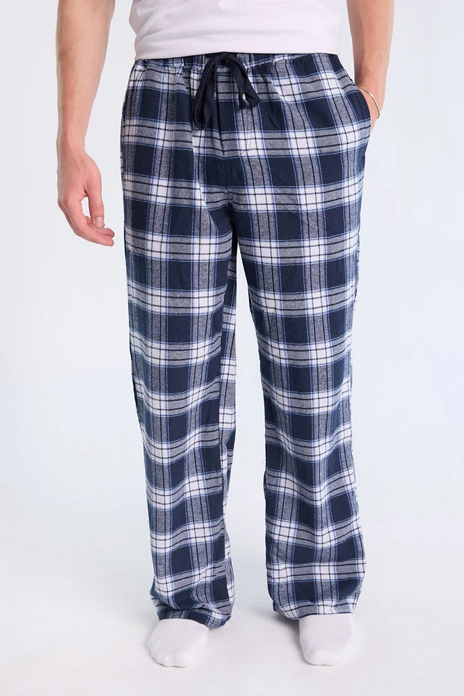 West49 Mens White Plaid Pajama Bottoms