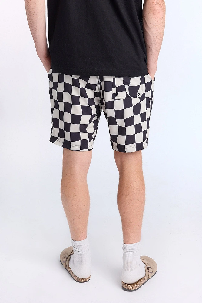 Short de plage 8" imprimé damier Arsenic homme