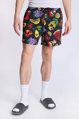 Short de plage imprimé crânes fruits Arsenic homme