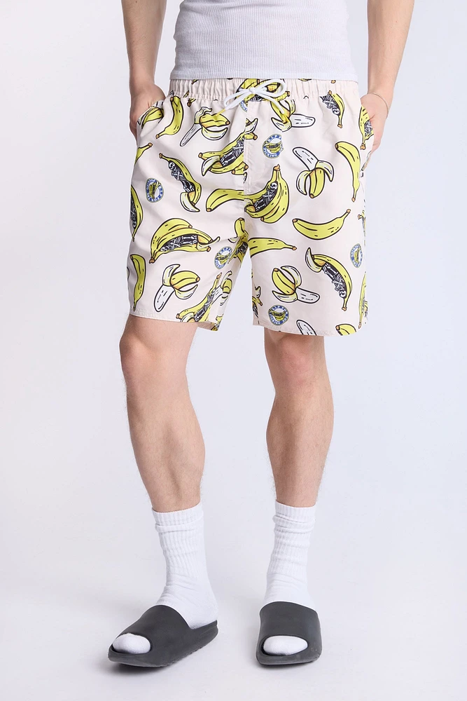 Arsenic Mens Banana Skeleton Beach Shorts