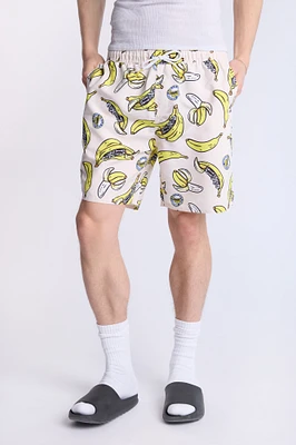 Short de plage imprimé bananes et squelettes Arsenic homme