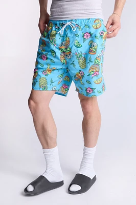 Short de plage imprimé crânes tropicaux Arsenic homme