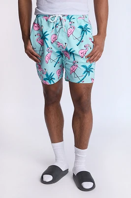 Arsenic Mens Flamingo Print Beach Shorts