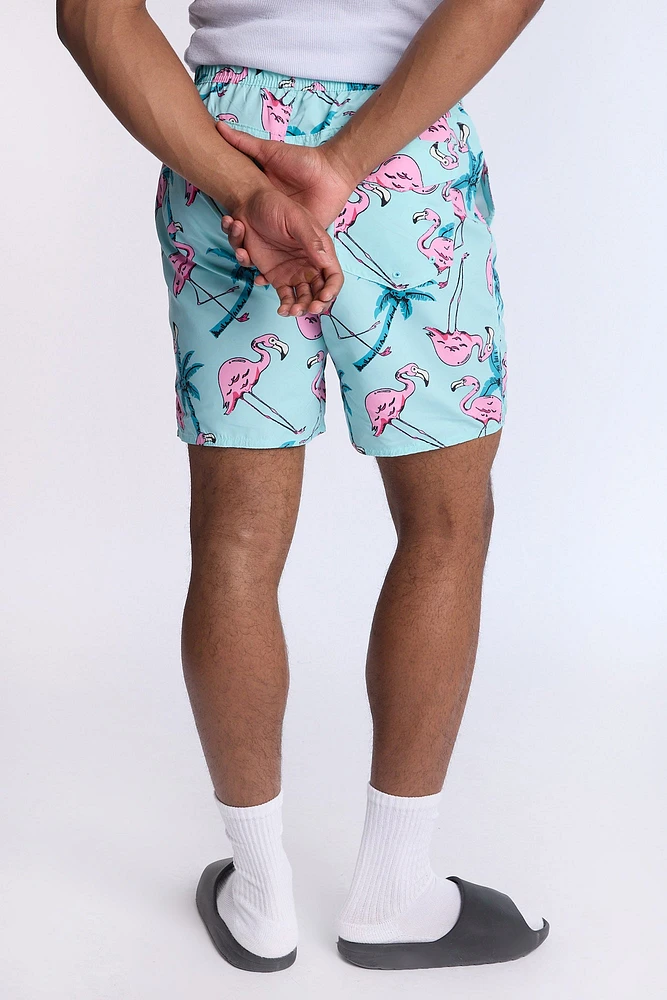 Arsenic Mens Flamingo Print Beach Shorts