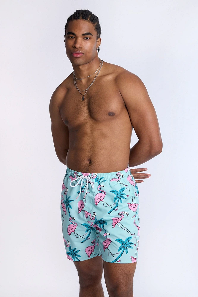 Arsenic Mens Flamingo Print Beach Shorts