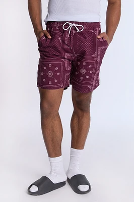 Arsenic Mens Bandana Print Beach Shorts