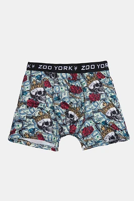 Boxer imprimé crânes et dollars Zoo York homme