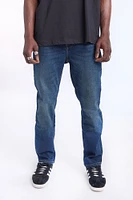 Jean délavé fonce à jambe droite homme