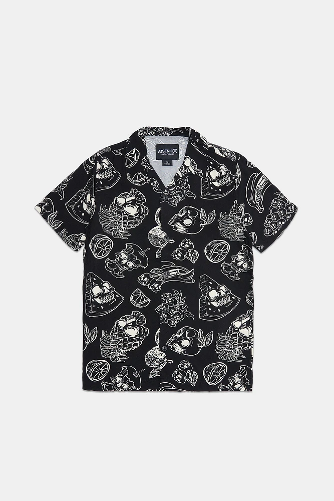 Arsenic Youth B&W Fruit Skulls Button-Up