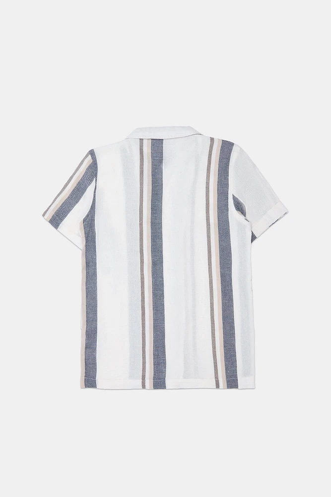 Arsenic Youth Striped Gauze Button-up