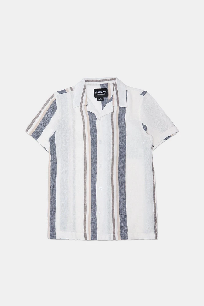 Arsenic Youth Striped Gauze Button-up