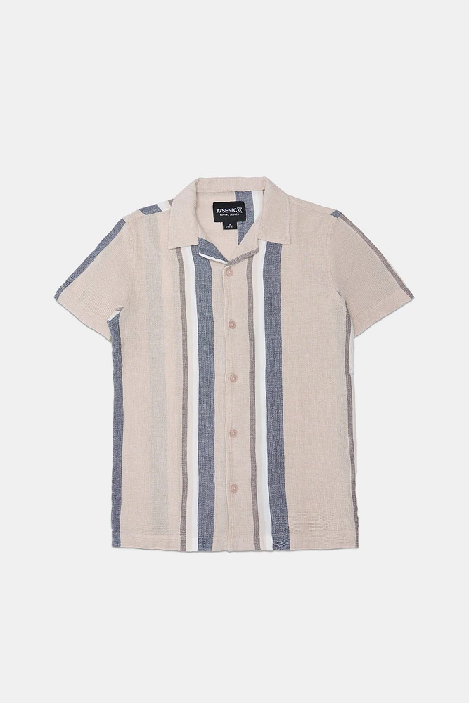 Arsenic Youth Striped Gauze Button-up