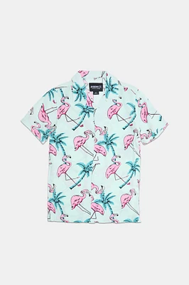 Arsenic Youth Flamingo Print Button-Up