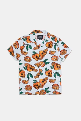 Arsenic Youth Orange Skulls Button-Up