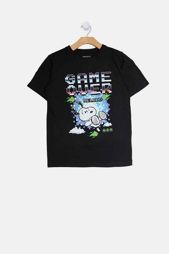 T-shirt imprimé Game Over Snoopy junior