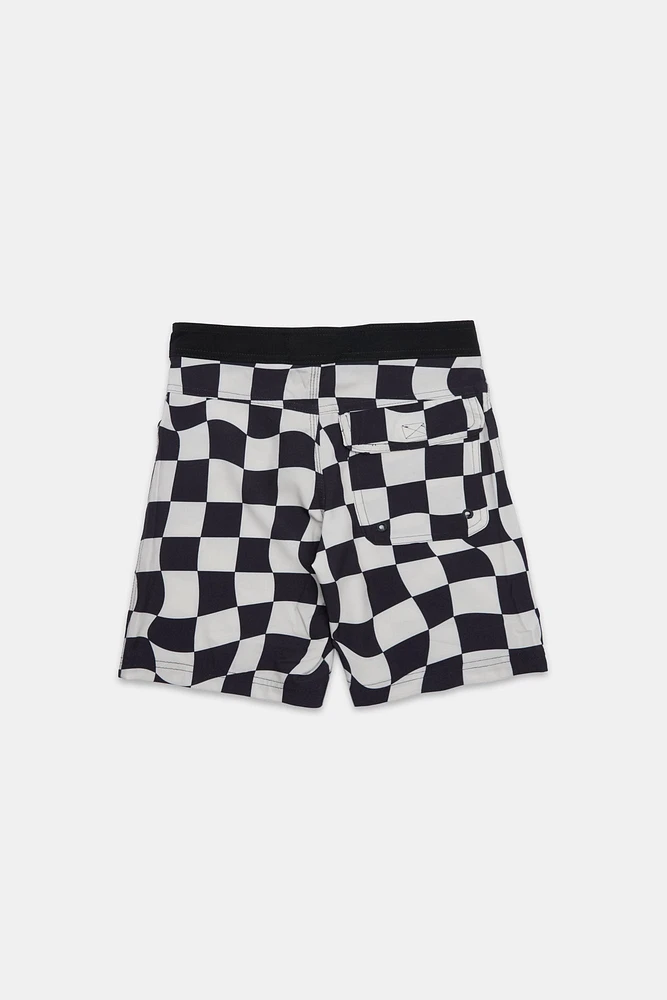 Short de plage 8" imprimé damier Arsenic junior