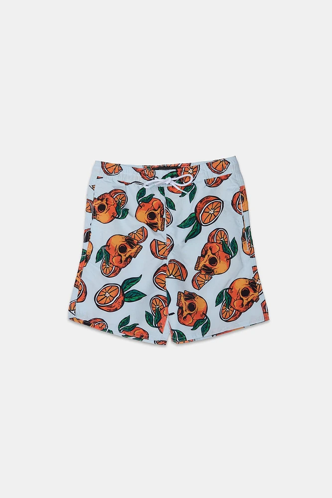 Short de plage imprimé crânes d'oranges Arsenic junior