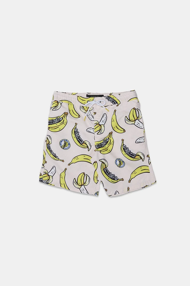 Short de plage imprimé bananes et squelettes Arsenic junior